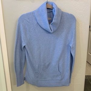 Long sleeve light blue sweater with cowl neck